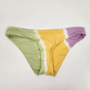 L*Space Sandy Bikini Bottom in Tie Dye Yellow Green Purple Size Small